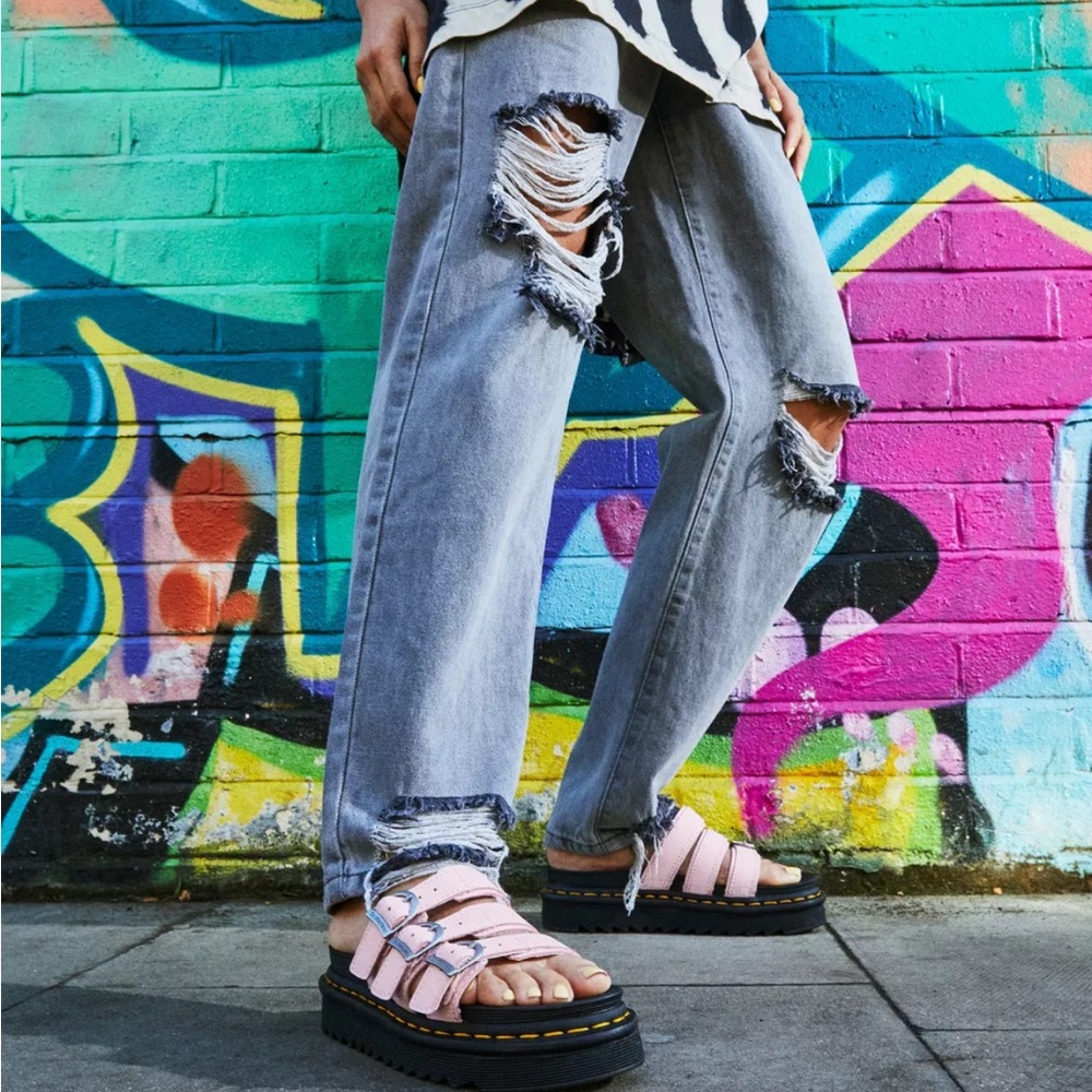 Dr martens BLAIRE SLIDE LEATHER SANDALS pink